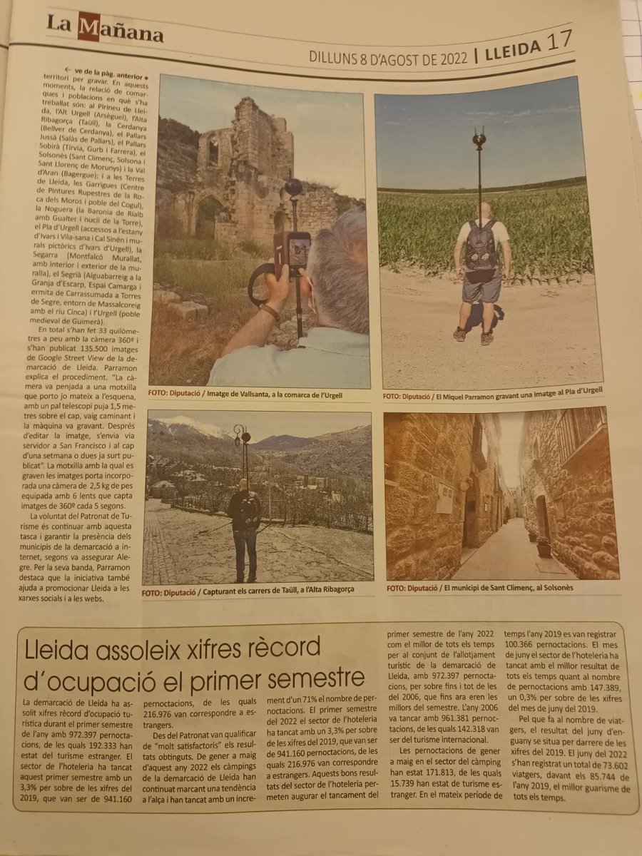 Ahir vam sortir al diari <a href="/LaManyanacat/">La Mañana</a> fent feina pel territori per un turisme més accessible.  #imatges360  #googlestreetview #aralleida #lleida #googlemaps lamanyana.cat/descobrir-pone… #turisme 😀