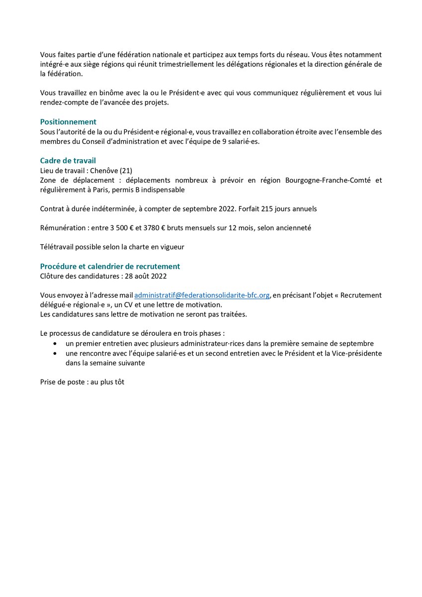 🔥 Offre d'emploi 👇
Nous recrutons notre délégué·e régional·e à partir du mois de septembre 2022.
Vous vous reconnaissez dans cette annonce et avez envie de vous investir dans un beau projet au sein d'un réseau militant ? Rejoignez-nous !
