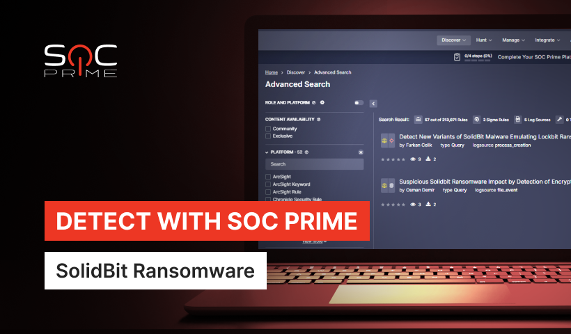 SOC_Prime's tweet photo. New #SolidBit #ransomware variant masquerades as legitimate apps on GitHub, massively infects gamers and social media users. Detect attacks with a set of #SigmaRules in SOC Prime Platform.
https://t.co/uDrHnw4nTg
#RaaS #threathunting #CTI #threatdetection #infosec #BlueTeam https://t.co/EM2JfucitB