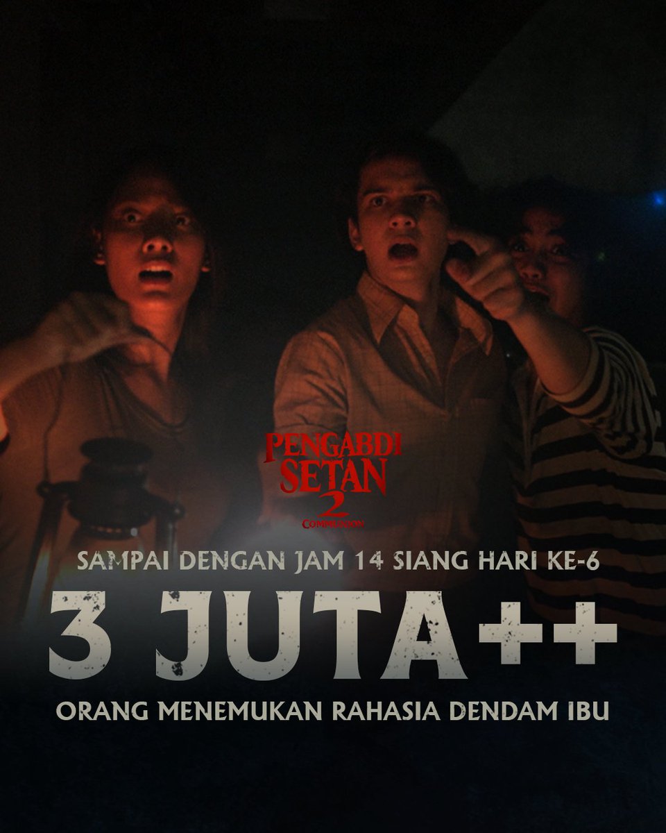 jokoanwar's tweet photo. Teman-teman, terimakasih banyak yang tak terhingga ya. Pengabdi Setan 2 bisa mencapai lebih dari 3 juta penonton dalam 5 setengah hari. Terima kasih dukungannya. Kami akan bikin film terus. https://t.co/sLCVrpMVVq