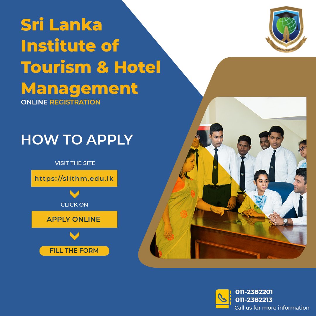 SSlithm's tweet image. Application forms can be downloaded from this website or it could be obtained from the SLITHM Colombo Office and Provincial Colleges island-wide or from newspapers. Applicants who have the required qualifications will be called for a written test and an interview.