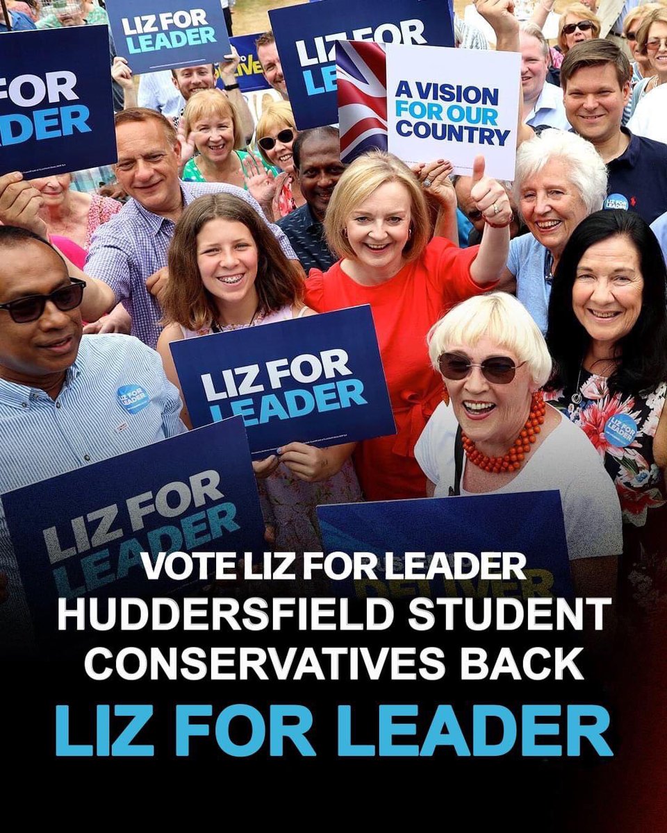 Huddersfield University Conservative Association is proud to pledge our support for Liz Truss as the next leader of our party and Prime Minister. 🔵🇬🇧
 #LizForLeader #Liz4Leader #LeadershipDebate #ReadyForRishi #LeadershipContest