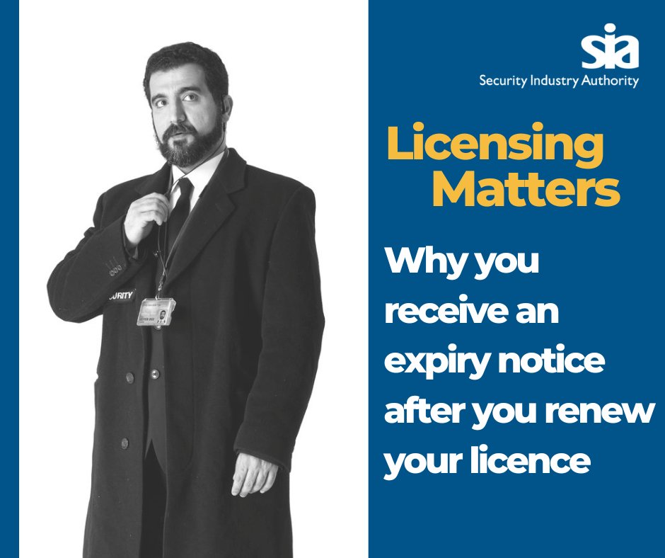 SIAuk's tweet photo. When you renew your licence, we grant you a new licence with a new number. We don’t cancel your old licence, we just let it run until it expires. That’s why you will receive a message telling you that your licence has expired: we’re referring to your old licence, not the new one. https://t.co/c6jmQRi6nB