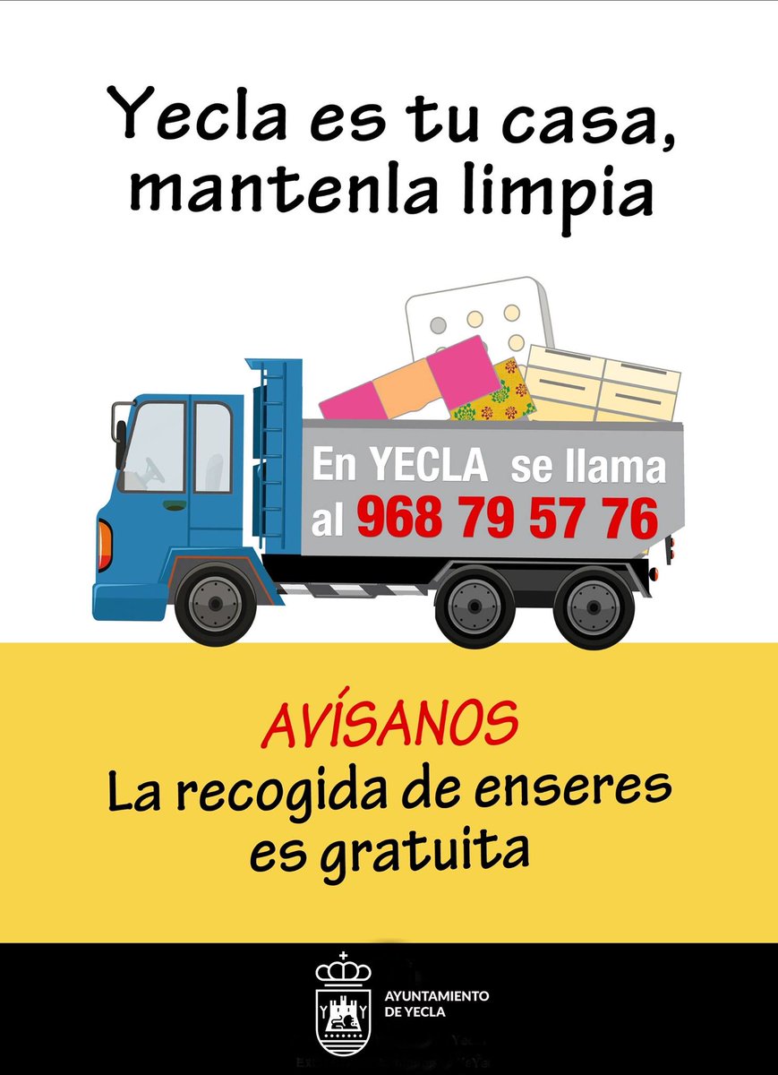 Si tienes pensado deshacerte de enseres, llama al 968 79 57 76 y te los recogen gratuitamente