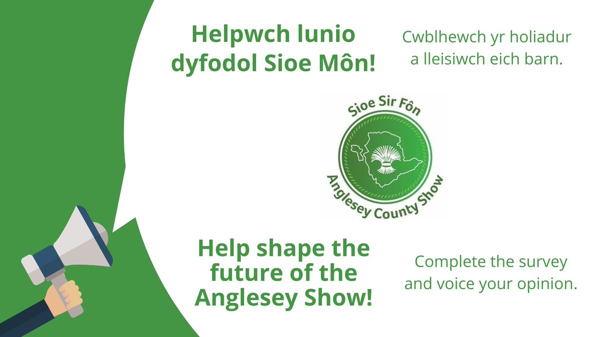 Anglesey Show is on today! Help shape the future of the show and complete the questionnaire below to voice your opinion! 👉 tinyurl.com/5ctva8rb 👈 RT please 🙏 #angleseyshow2022 #whatsonnorthwales #daysout #familyfriendly @AngleseyShow1
