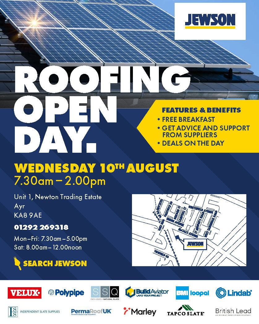 Tapco Roofing Products will be attending the Jewson Roofing Open Day on Wednesday 10th August at Jewson Ayr, McCall’s Ave depot, Newton Trading Estate, KA8 9AE. If you're in the area, why not pop in for a chat with Stephen, your local area manager 😊 #tapcoslate #tapcoroofing