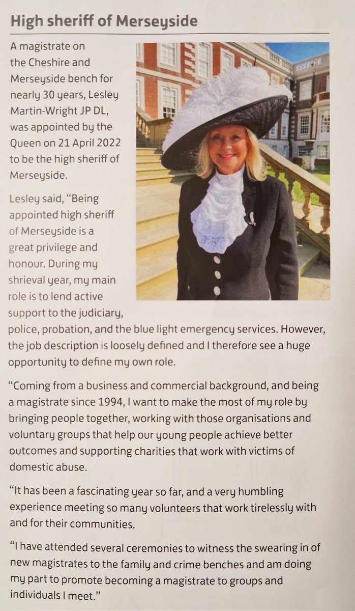 Our very own Lesley Martin-Wright JP features in the latest edition of 'Magistrate.' Lesley was appointed to the post of High Sheriff back in April. We wish her well for the year ahead.