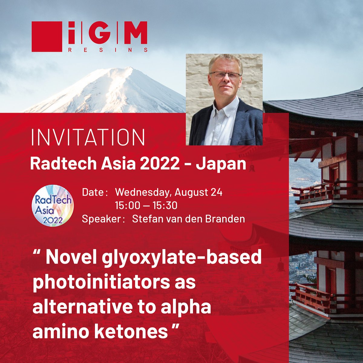 igmresins's tweet image. Listen to our conferences about “Novel glyoxylate-based photoinitiators as alternative to alpha amino ketones” at Radtech Asia 2022 - Japan. 

More information on the Radtech website:
web.apollon.nta.co.jp/radtechasia202…

#Radtech2022 #GoGrowGreen #photoinitiators