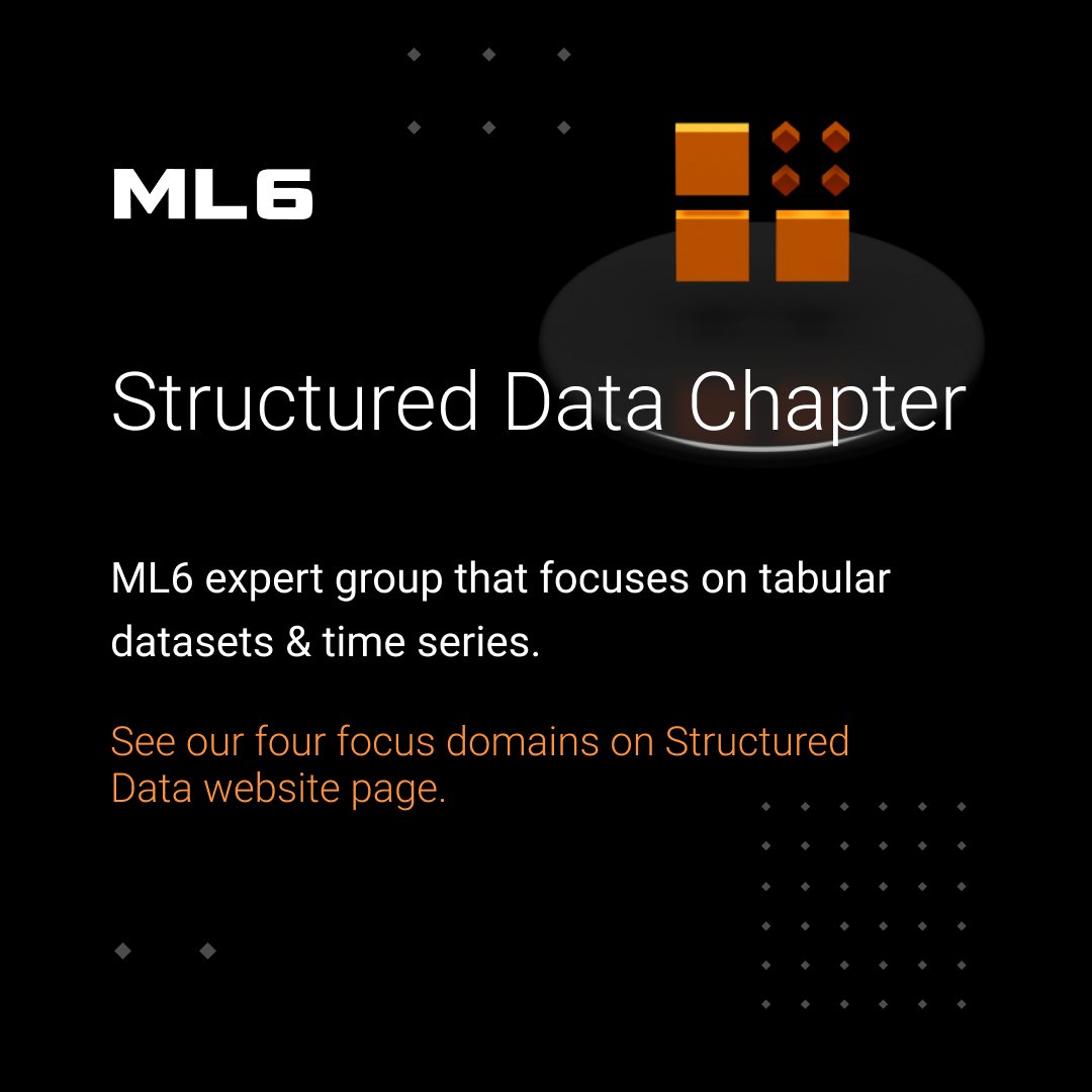 ml6team's tweet image. #StructuredData Chapter at #ML6 focuses on #tabulardatasets & #timeseries. See four expertise domains that our team mainly focuses, read the latest use cases & research and quick tips by Structured Data experts here: hubs.la/Q01jyKLw0 #accelerateintelligence #forecasting