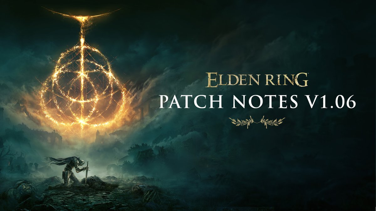 ELDEN RING patch 1.06 is available now.
Full patch notes can be viewed here: bnent.eu/ER_PatchNotes_…

Please apply this patch to continue playing #ELDENRING online.
