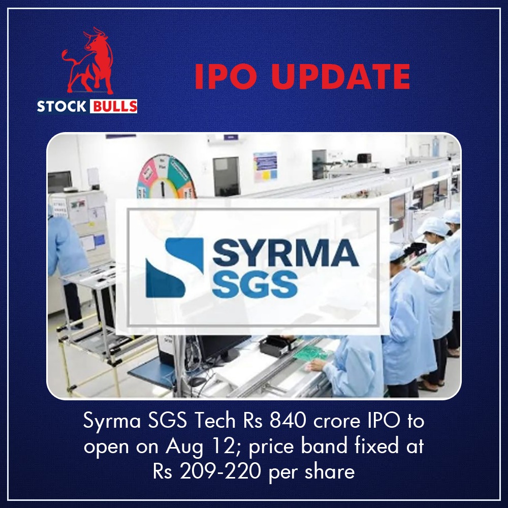 StockBullsin's tweet photo. Electronic manufacturing services provider Syrma SGS Technology announced on Monday that it would launch its Rs 840 crore initial share sale on August 12, closing a gap in the IPO market that had existed for two and a half months.

#stockbull #ipoupdate #ipo #syrmasgs #sgs https://t.co/3eT3Amc3Xq