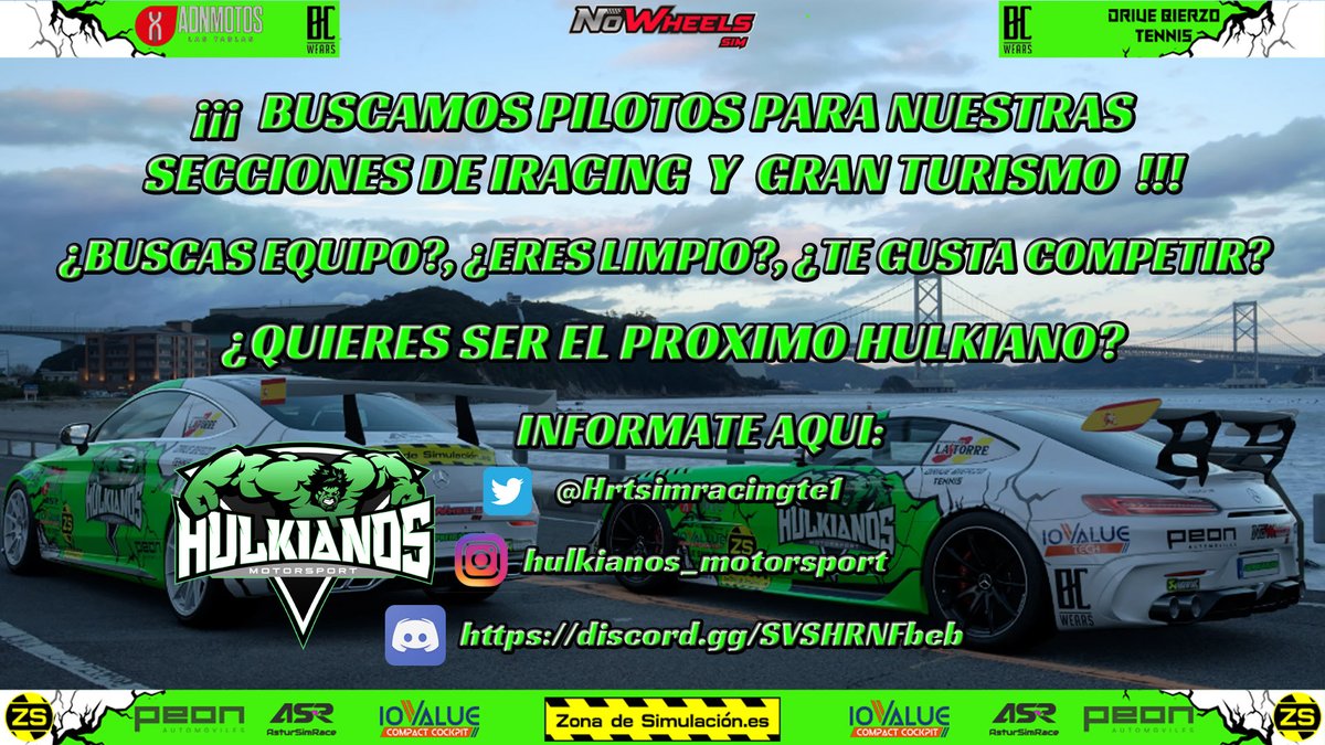 Hulkianos_M_S's tweet photo. ¿Buscas equipo?, en Hulkianos MotorSport estamos buscando pilotos para las divisiones de iRacing y GT7
Interesados mandar MD o ingresa en nuestro discord y apuntate
https://t.co/qAuxHA46uX https://t.co/HrFAGsvL8w