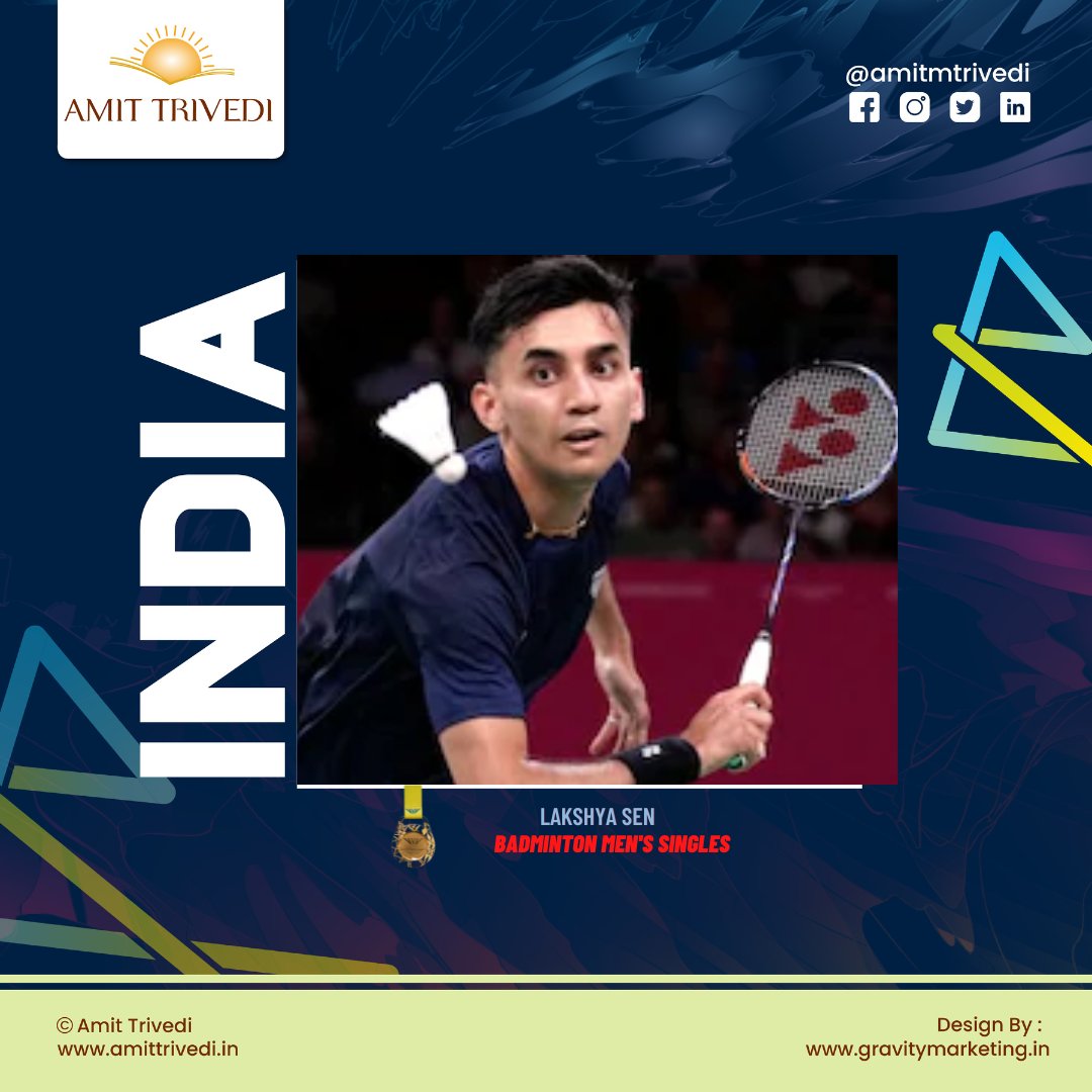 AmitMTrivedi's tweet photo. Congratulations for making India proud!!

#cwg2022 #birmingham #birminghamcommonwealthgames #gold #commonwealth2022 #badminton #menssingle #womenssingle #pvsindhu #lakshyasen https://t.co/iJRPMq0M6T