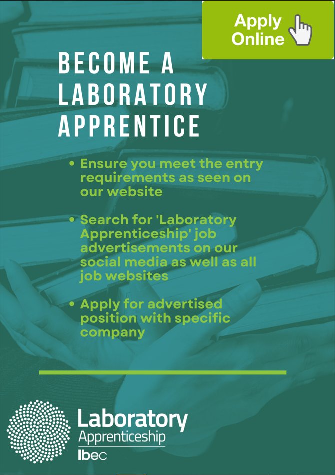 Laboratory Apprenticeships (@lab_apprentice) on Twitter photo There is still time to apply to become a laboratory apprentice for the September 2022 intake, just follow the below steps. If you need any more guidance, please email labapprenticeship@ibec.ie
#generationapprenticeship There is still time to apply to become a laboratory apprentice for the September 2022 intake, just follow the below steps. If you need any more guidance, please email labapprenticeship@ibec.ie
#generationapprenticeship