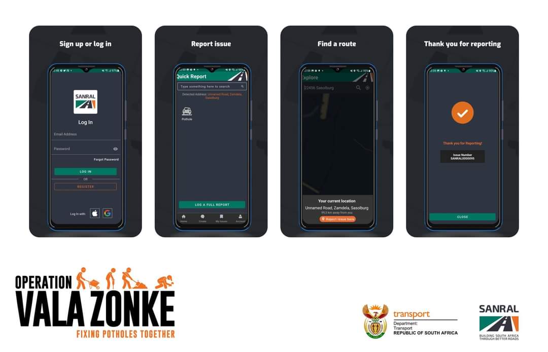The Pothole App is now officially available on the Google Play store and iOS App Store. Download Now and report potholes instantaneously! #ValaZonke #KwalaKaofela