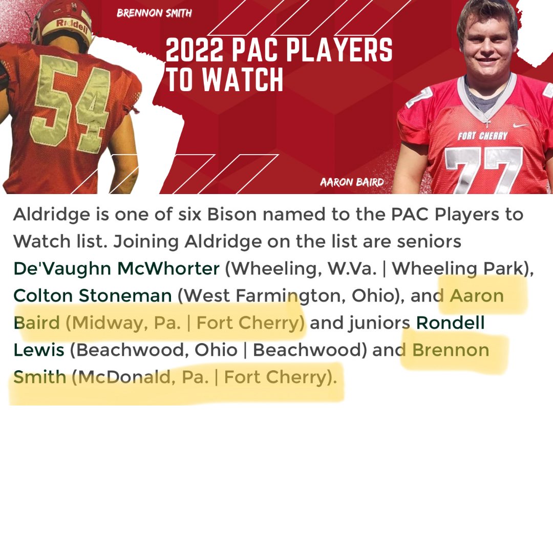 FortCherryFB's tweet photo. Shout out to FC grads Brennon Smith (Class of 2020) and Aaron Baird (Class of 2019) for being named to the PAC's
2022 Players to Watch list! #TheFort #NextLevelRangers #LockTheGate @BethanyFootbal1 https://t.co/2b4PFBi42s