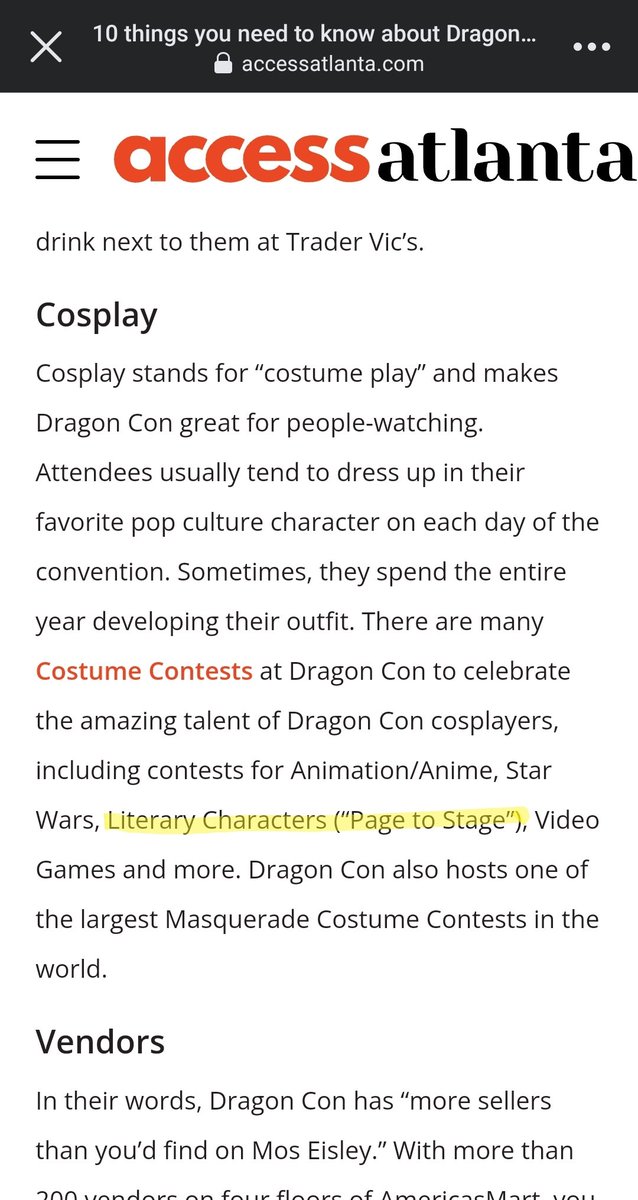 WoW Access Atlanta mentioned Page to Stage in there article about Dragon Con! Thank you! Come check it out Thursday night! This is hosted by us and joined by SciFi Lit, YA Lit, Costuming Track and Diversity in Speculative Fiction. (Cause we want everyone to love lit and costumes)