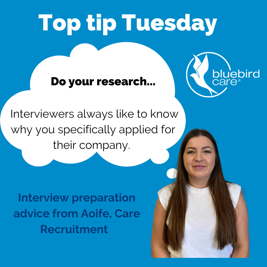BluebirdLeeds's tweet photo. A new segment we’re starting on our social media platforms is ‘Top tip Tuesday’ 🙌🏻
 
Each week our Care recruiter Aoife will share a new piece of advice which she has for anyone with an upcoming interview or seeking employment. This weeks Top tip is to do your research! 🧡💛💙 https://t.co/mhfRoEteJt