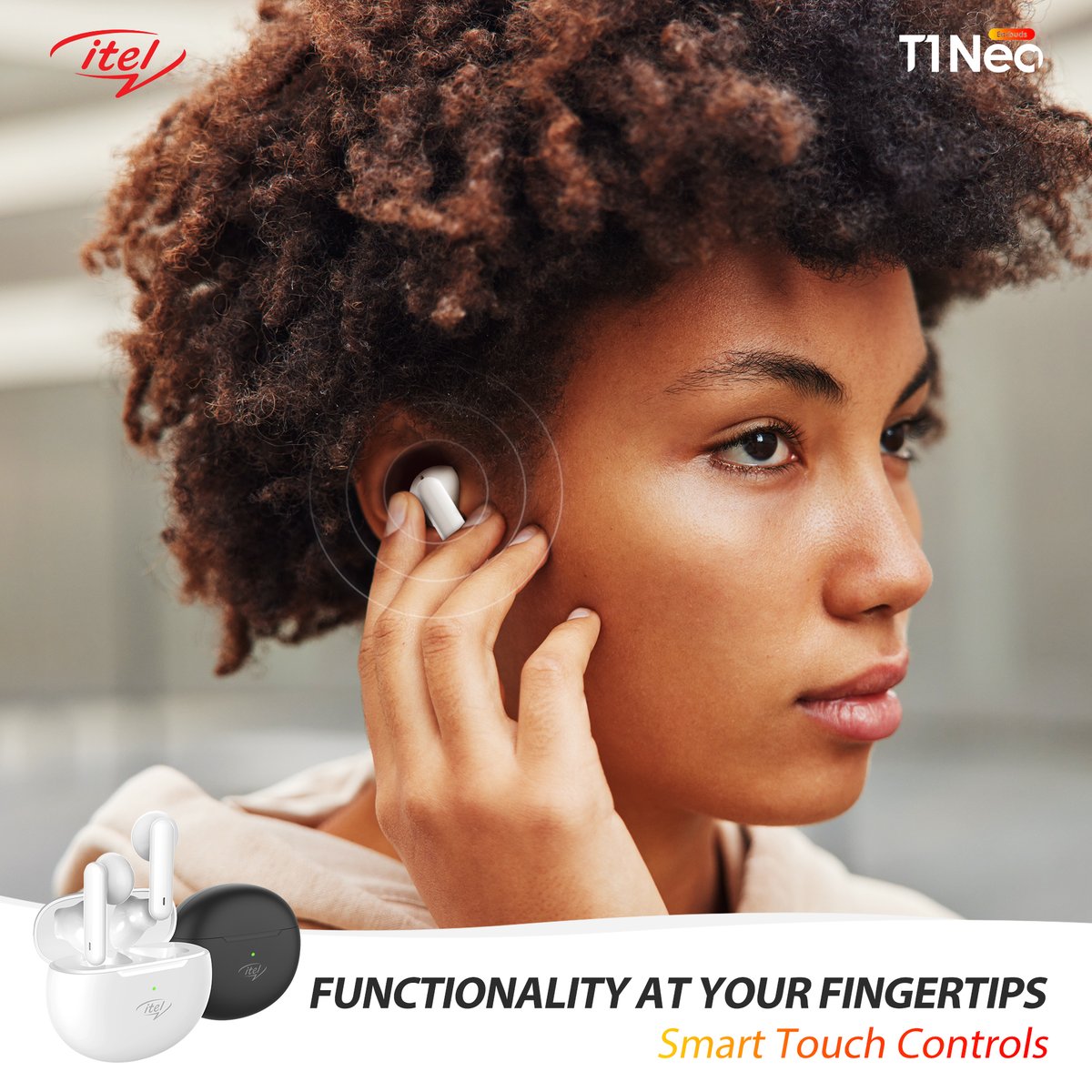 itelNigeria's tweet photo. With a smart and simple touch control feature, say goodbye to cumbersome buttons, say hello to the #itelEarbudsT1Neo. 🎧
#GoWirelessBeFree
#SmartLifeBrand https://t.co/kkExCtEbUU