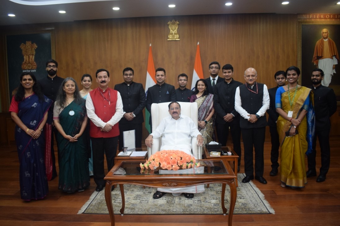 VPIndia's tweet photo. Indian Information Service officers of the batches 2018 and 2019 called on the Vice President, Shri M. Venkaiah Naidu at Upa-Rashtrapati Nivas today. https://t.co/qfNOv7nxlJ