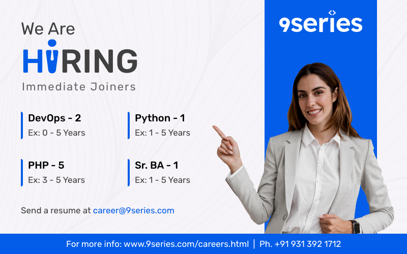 9series's tweet photo. 9series is looking for developers like you!

We are urgently Hiring for the Above positions, Interested &amp; Enthusiastic People share CV at career@9spl.com

#Hiring #Developers #DevOps #Python #PHP #BusinessAnalyst #Jobs #ITJobs #Ahmedabadjobs #Hiring2022 #developersjobs #JobSearch https://t.co/AGnqY5CbUI