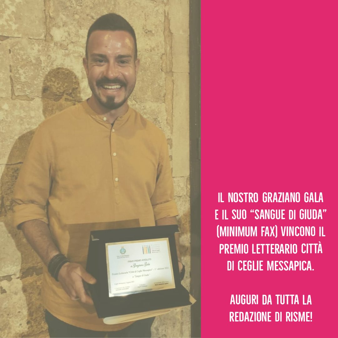 Il nostro Graziano Gala e il suo "Sangue di Giuda" (@minimumfax) vincono il Premio Letterario Città di Ceglie Messapica. 

Auguri da tutta la redazione di RISME!