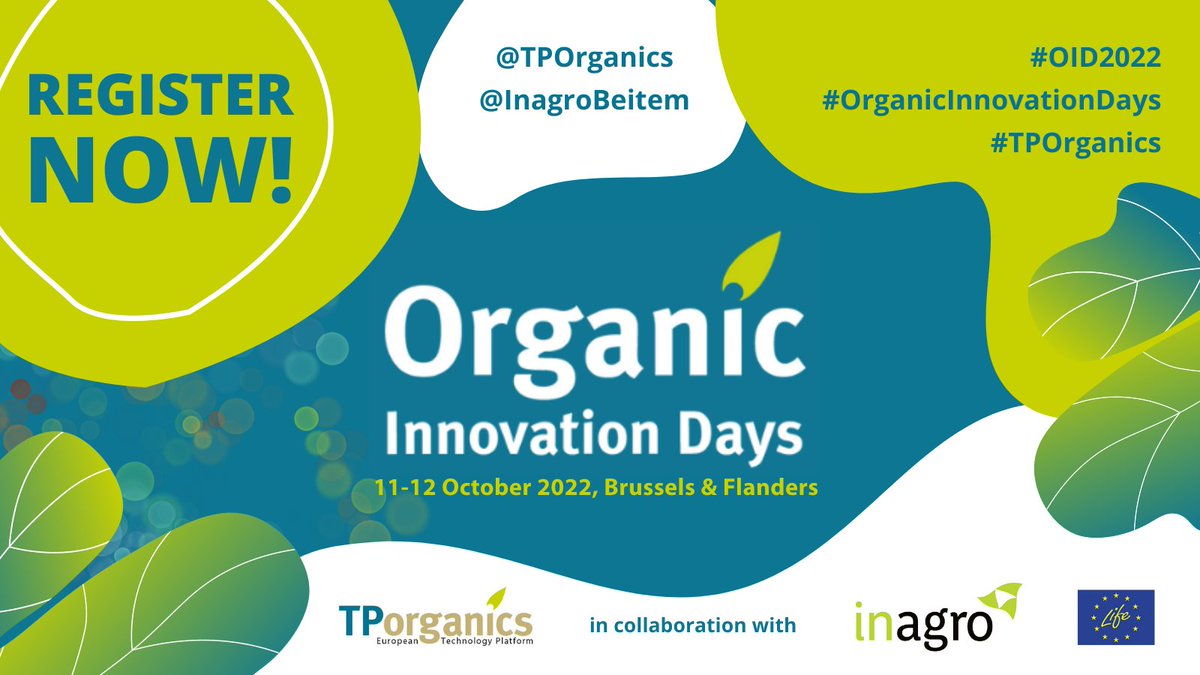 OrganicsEurope's tweet photo. At this year's #OID2022, @TPOrganics collaborates w/@InagroBeitem in Flanders, conducting practical & demand-driven #research for farmers. They will launch their 🆕 study on #organic #LivingLabs & #LighthouseFarms and visit the organic trial farm! 👩🌾 👉🏾 https://t.co/hDIH6td7P6 https://t.co/Qr6GpJHH8n