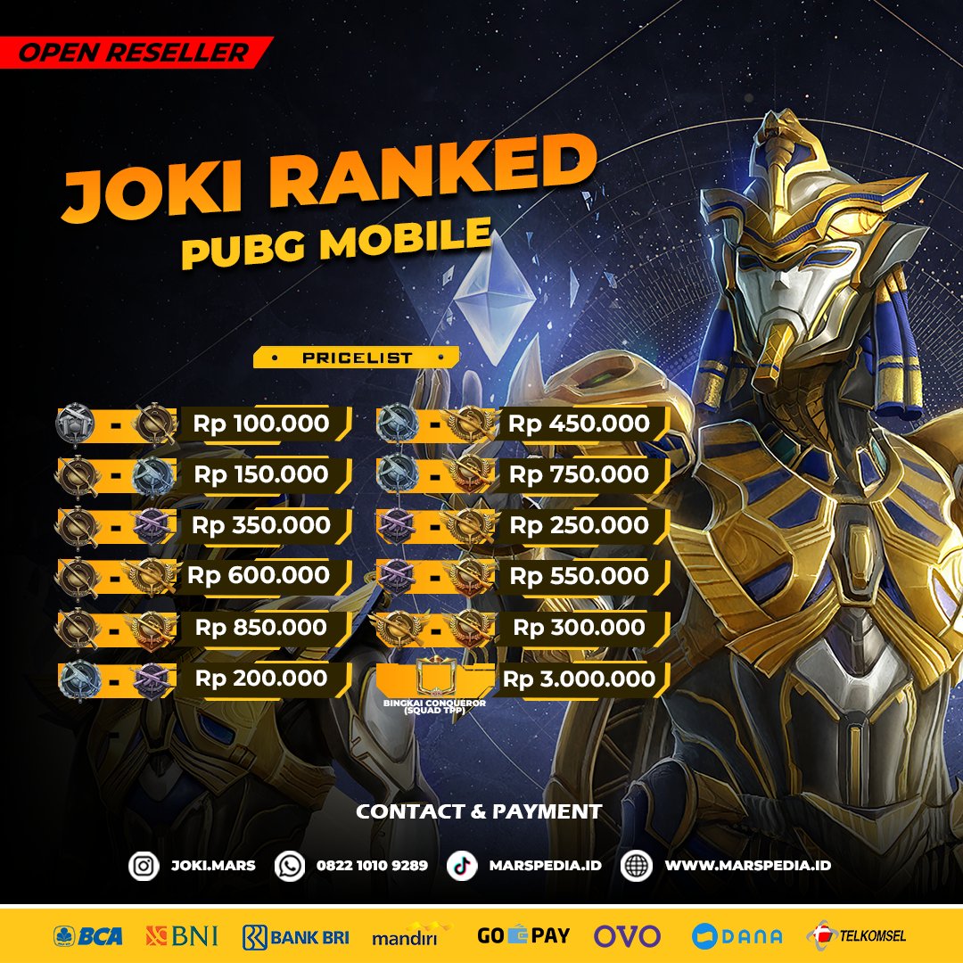 MarsCelebrity's tweet photo. Jasa Joki Rank Top Up UC PUBG Mobile PUBGM Tencent
By : Marspedia Mars Celebrity Corporate JOKIMARS ★★★★★

Contact Person
👥 WA = 0822 1010 9289
🔗 Website = https://t.co/wAXlNG5jeL
🔗 Website = https://t.co/Sy9YokIiJj https://t.co/2LOAvBsBoS