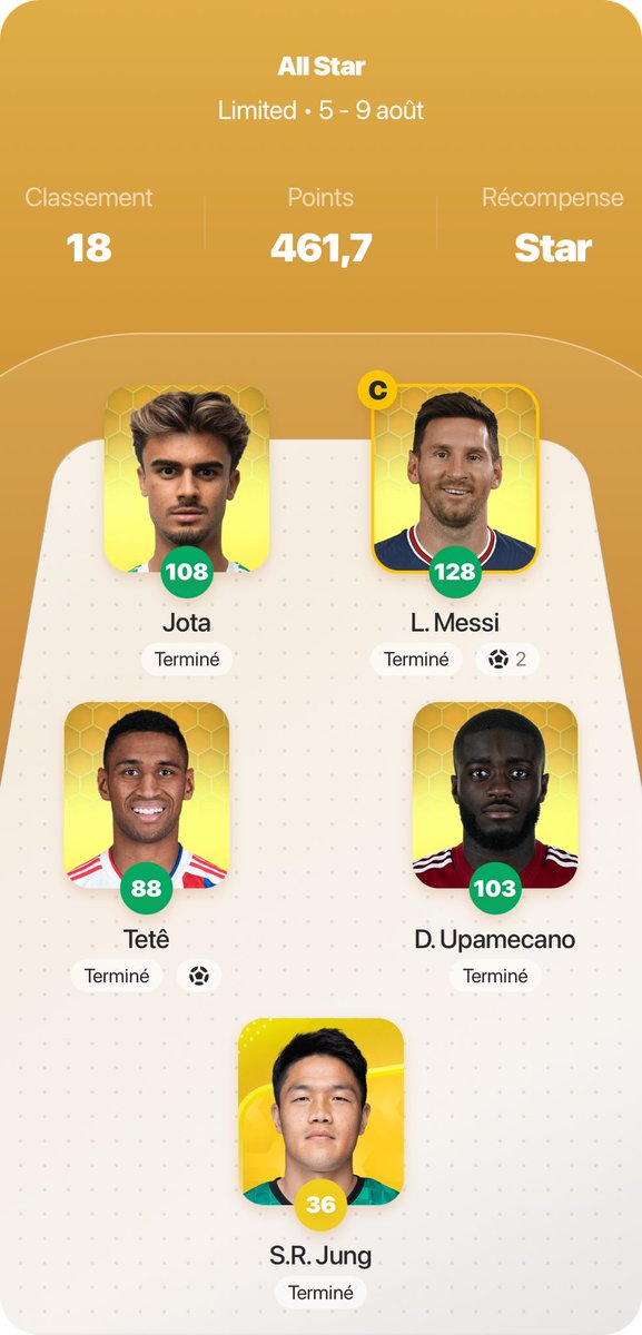 C’est donc ça de vibrer avec une équipe rempli de goats… dommage que Ryong nous fasse pas vibrer encore plus mais très fier de cette GW de reprise !

Hâte d’ouvrir cette première t0 🤩😍
#sorare