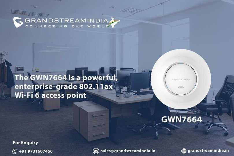 Grandstream_ind's tweet photo. The GWN7664 is a powerful, enterprise-grade 802.11ax Wi-Fi 6 access point, ideal for small-to-medium sized businesses, multiple floor buildings, residential settings and commercial locations.

Know more : https://t.co/cuBbGeQm8Z https://t.co/8hQCODI7Fd