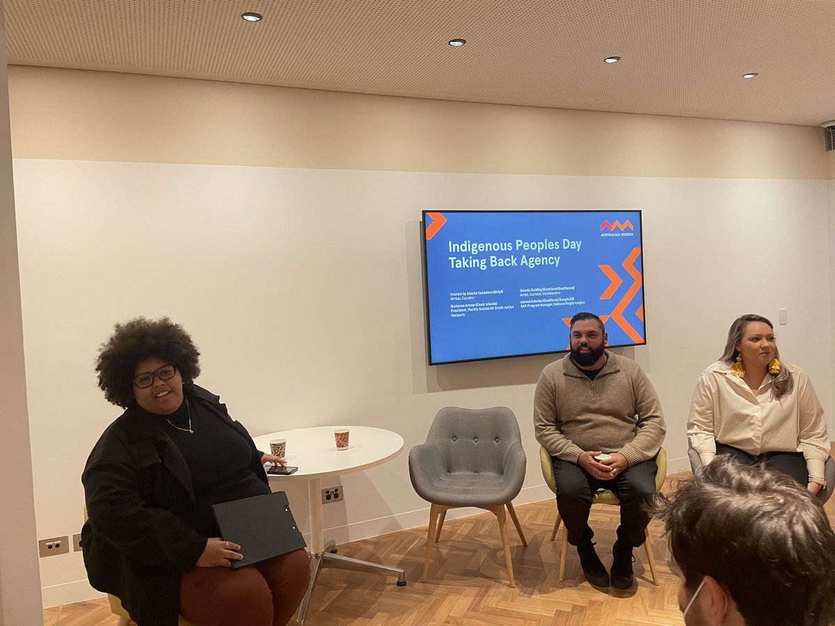 Kudos &amp; thankful 2 listen to indomitable <a href="/aiesha_may/">Aiesha Saunders</a> lead a heartfelt truth telling panel with <a href="/DennisGolding/">Dennis Golding</a> Alanah Scholes &amp; Maherau Arona this #WorldIndigenousPeoplesDay thank you <a href="/GrayNeenah/">Neenah Gray</a> for the invitation to join you all much ❤️ &amp; respect to you all everyday in every way