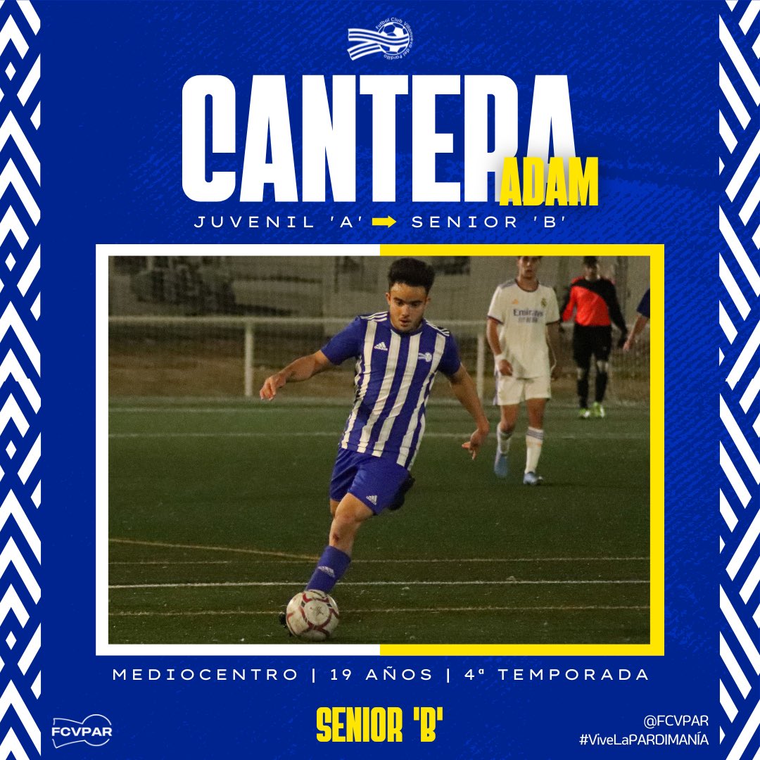 FCVPAR's tweet photo. SENIOR B 🔵⚪️

Paco y Adam suben del Juvenil ‘A’ al filial en su primer año “senior” 👏🏻

Dos canteranos y pardillanos para el filial blanquiazul 💙🤍

#ViveLaPARDIMANIA ⚽️💙 https://t.co/qRVMlhe2h4