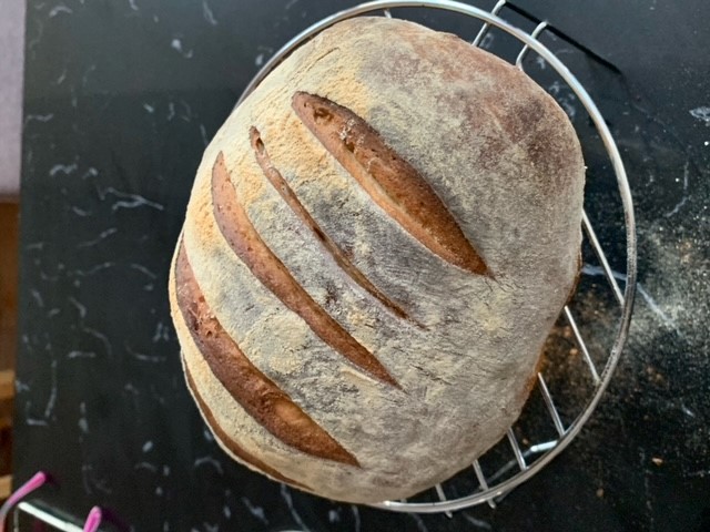 ab0935's tweet photo. Great to have a new kitchen and making Sourdough bread again! Form fermenting starter to baked bread. https://t.co/xCX7roq7No