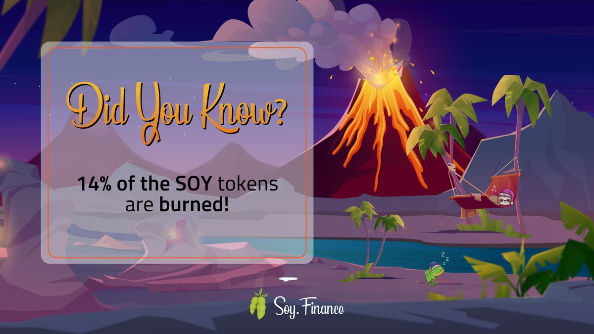 TheRealSloFi's tweet photo. Did You Know?

The total quantity of $SOY tokens is ~ 160 000 000, and over 14% of this amount was already burned 🔥

❗️#Burningmechanism is designed to decrease inflation, thus adding value to $SOY token.

More information on Soy Monetary Policy:
➡️ https://t.co/RkAOvX0SMp https://t.co/4uFf4VqaHK