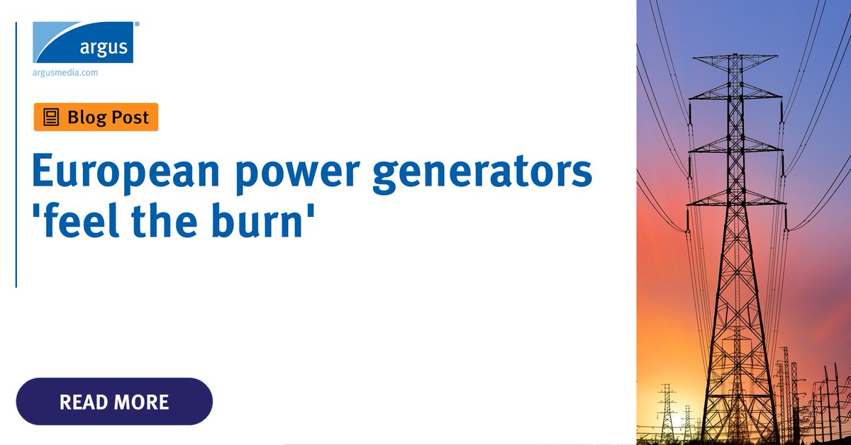 ArgusMedia's tweet photo. ๐ Europe's extreme hot, dry weather is having wide-ranging effects across the #powersector, increasing challenges already faced in diversifying away from Russian fuels while attempting to adhere to #climategoals: https://t.co/TyKE18PGXa | #ArgusPower #powergeneration #coalfired https://t.co/qT399rgJJW