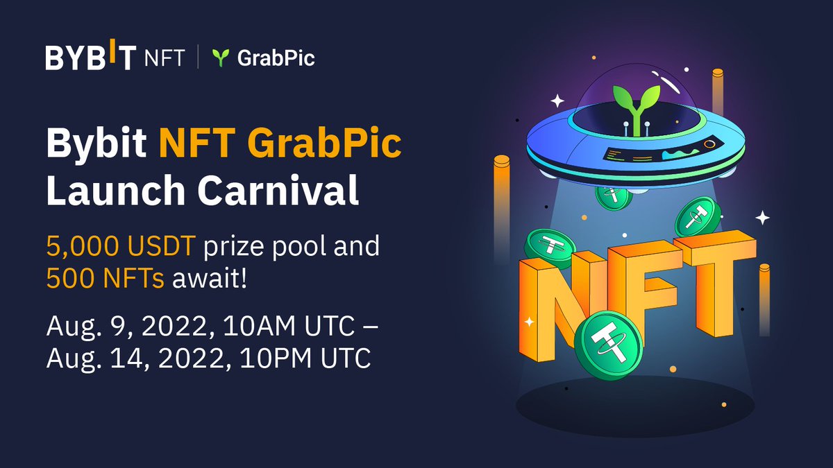 🎉 Announcing Bybit NFT's newest program #GrabPic that will launch on Aug. 15, 10AM UTC!

🤩 Join our pre-launch carnival to earn from $5000 prize pool and 500 GrabPic Genesis #NFTs from Aug. 9, 10AM UTC - Aug. 14, 10PM UTC.

👉🏻 Visit the event page: blog.bybit.com/en-us/post/byb…