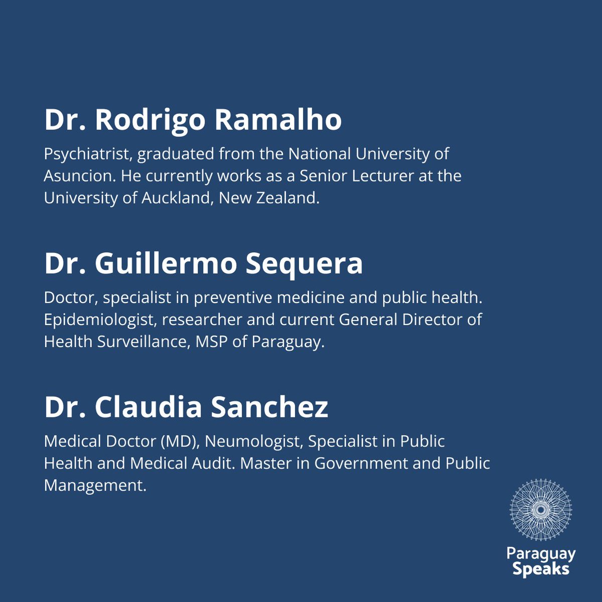 pyspeaks's tweet photo. Don't miss this panel of three medical doctors where we’re going to learn more about the situation of addiction policies in Paraguay.

🇵🇾Tuesday 9 August - 7 PM
🇦🇺Wednesday 10 August - 9 AM

Join the conversation: https://t.co/6Gg9rnWD4Z

#PySpeaks2022 https://t.co/Q8ktMfRkCb