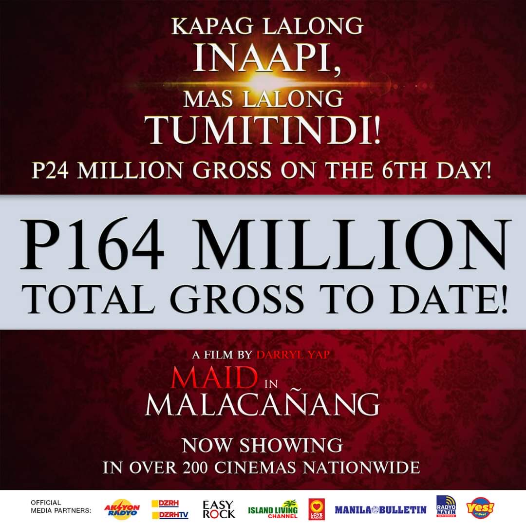 Congratulations #MAIDinMALACAÑANG!!! 👏🏼✌🏻😘 Tagumpay na sa Eleksyon, Tagumpay pa sa Takilya! Umiyak na ang dapat umiyak 🤣 Nagkakaisa na ang sambayanang pilipino 🇵🇭✌🏻