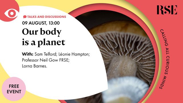 Delve into fungi's wild and wonderful world and discover how these organisms interact with our bodies.

After the film screening, the accompanying online event will involve myself in conversation with <a href="/neil_gow/">Neil Gow</a> and Sarah Campbell.
join us at 1pm today. 
 
rse-curious.com/our-body-is-a-…