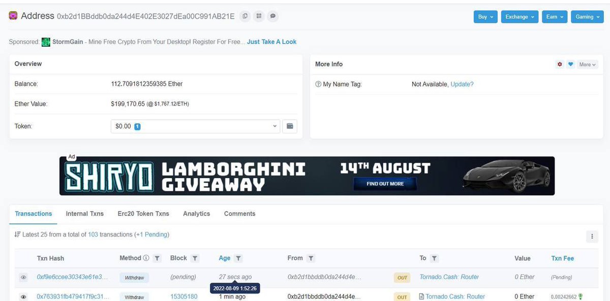 Our Etherscan Lamborghini #Giveaway ads are now live! Keep your eye out and let us know if you spot them 🔥 

#Shiryo