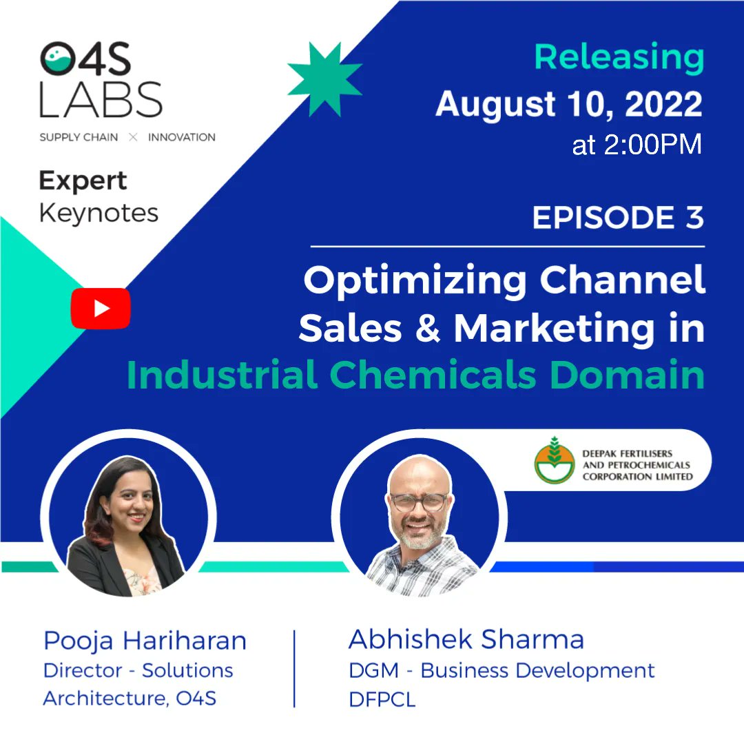 o4s_io's tweet photo. Releasing the third episode of “Expert Keynotes” featuring Mr. Abhishek Sharma, DGM - Business Development, DFPCL. The podcast focuses on the role of Channel Partners &amp; Technology in Industrial Chemicals. 

Subscribe &amp; Watch the last episode,  https://t.co/YcoO29NsEq https://t.co/6oh5vgNwj5