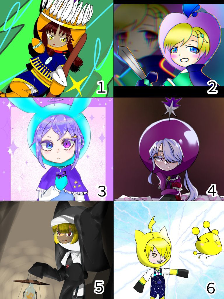 iceRPG0916's tweet photo. #誰のキャラデザだゲーム
雪兎さん主催の誰のキャラデザだゲームに参加しました！今回のテーマは「王子/王女」です。
私は6番の子を描きました。では、私が描いたデザインの子は誰でしょう？明日20時頃に正解発表します！ https://t.co/uzpiIia7Hz