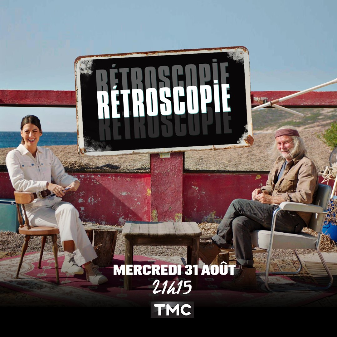 TMCtv's tweet photo. 14 ans après sa brutale disparition, @HeleneMannarino  retrouve enfin la trace de @dubosc_franck.

Nous sommes en 2036, Franck Dubosc vit alors seul sur une île, à l'autre bout du monde avec pour unique compagnon un autre ermite, Thierry Lhermitte.

Rdv le 31 août. #Rétroscopie https://t.co/YxV2Vb6oyQ