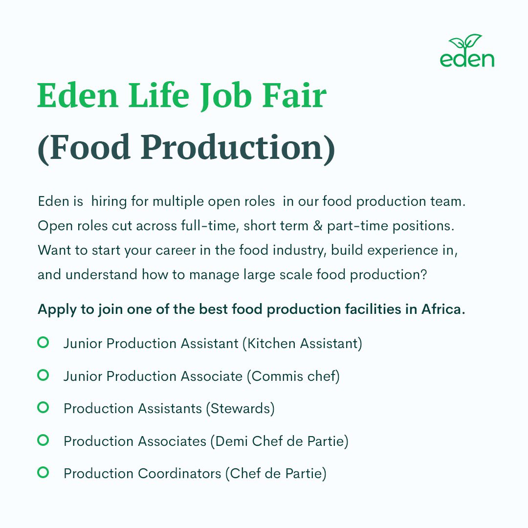 ouredenlife's tweet photo. Eden’s Food Production Team is  Hiring 💚. Follow the links in the thread below to apply 🧵 https://t.co/XSmvMedsaU