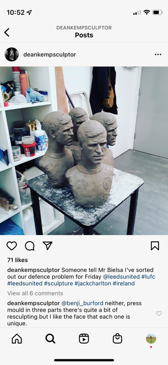 Dean is a massive #LUFC fan &amp; recently has been sculpting LUFC heroes such as Bielsa, Gary Speed, Jack Charlton. 3/9