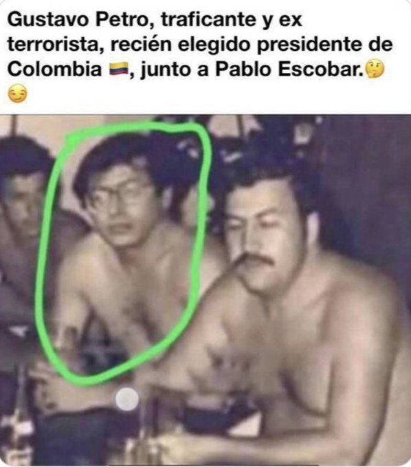 bechoch's tweet photo. Un cordial saludo a todos los podemitas que ensalzan al presidente de Colombia, Gustavo Petro, y hasta hace dos días criticaban las fotos de Feijóo con un contrabandista gallego de tabaco... https://t.co/RWhAVEDab4
