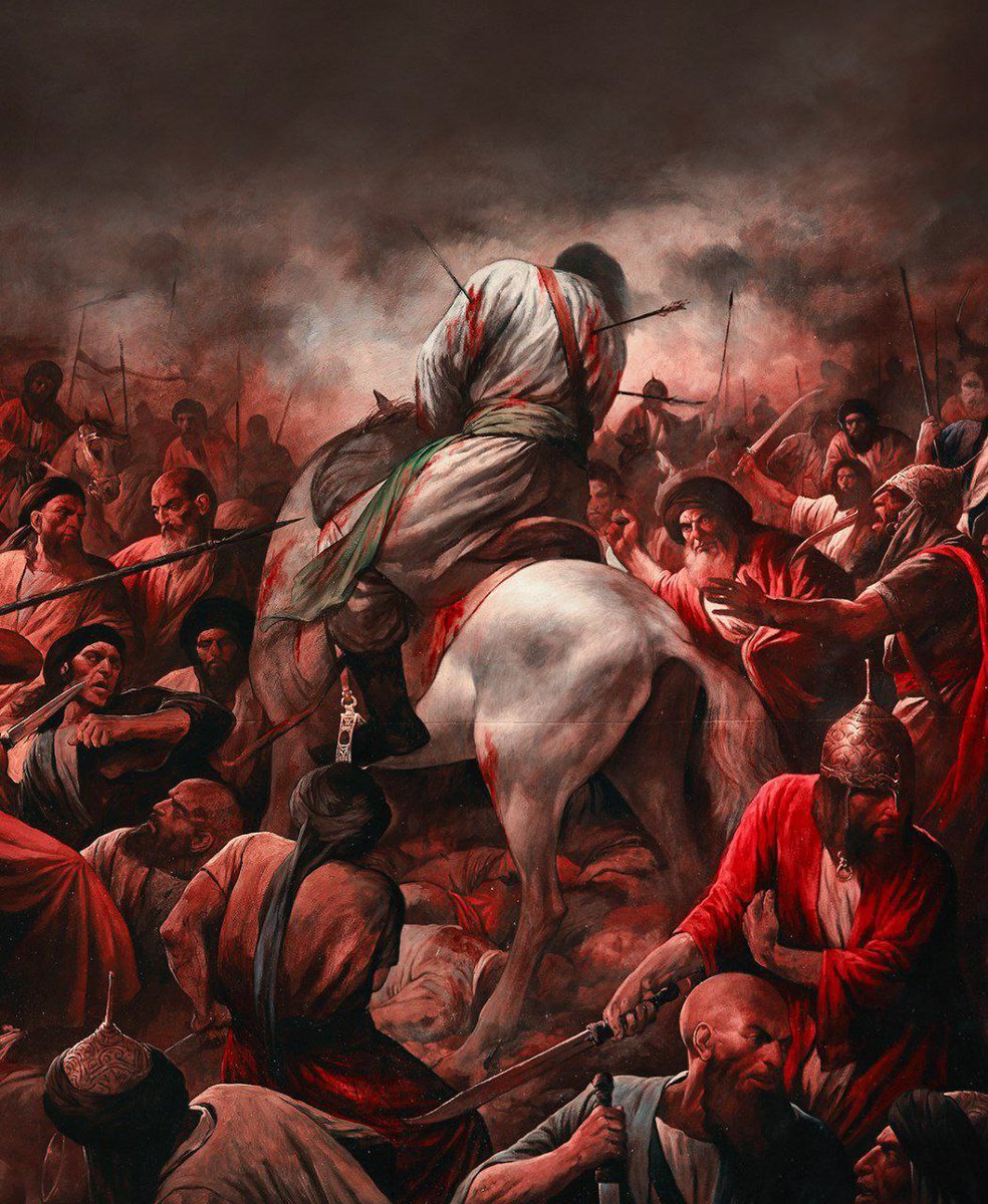 _كُلّ الوجود يصلّي ناحَ القبلة
يومها كُنت أنت القبلة
فاتجه الوجود نَحوك
السّيوف وحوافر الخيل والرّماح
كلها صلت على جوارحك.....💔
