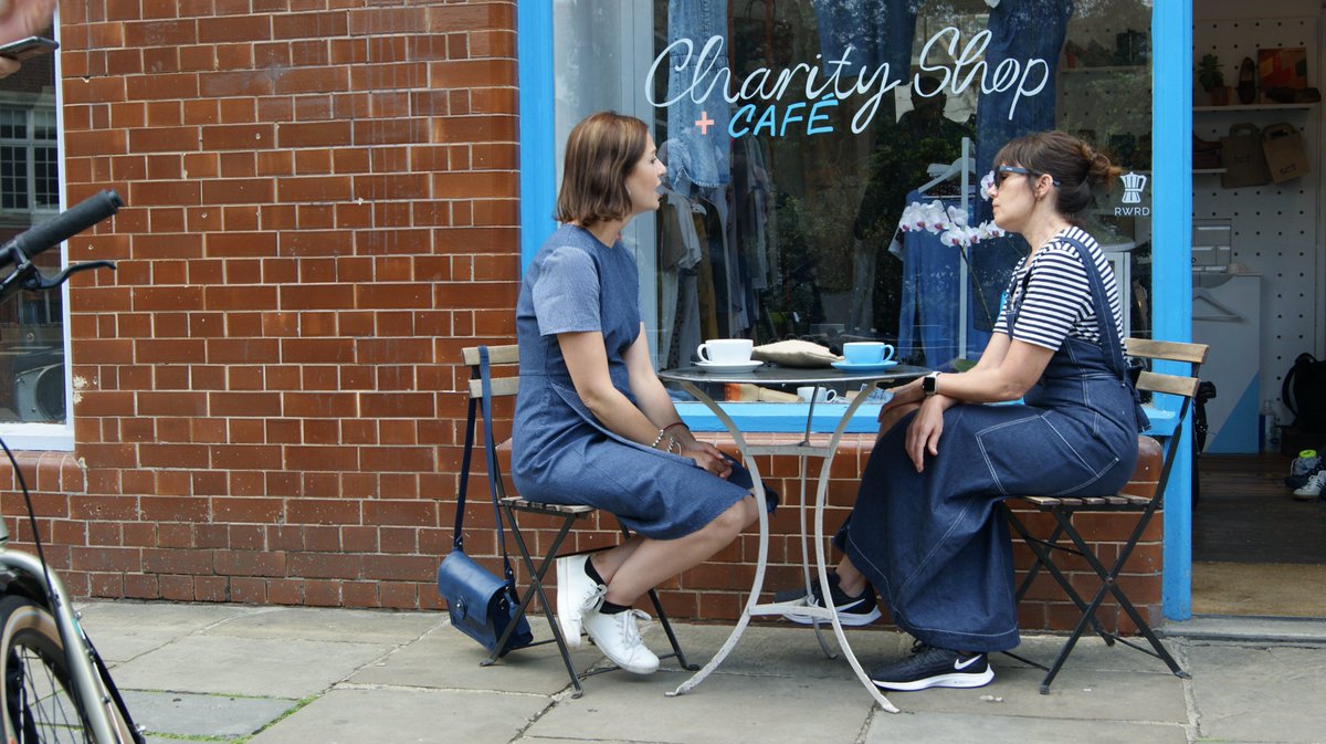 We have sunny outdoor seating and a charity shop inside 🌞