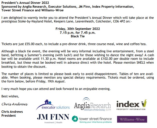 STOP THE PRESS! We are ecstatic to be able to hold our President's annual dinner for 2022 &amp; finally get back to seeing each other in person, catch up and enjoy life. Email snels@topcopysec.co.uk for your tickets. Don't miss out. It's going to be a sizzler with late summer vibes!