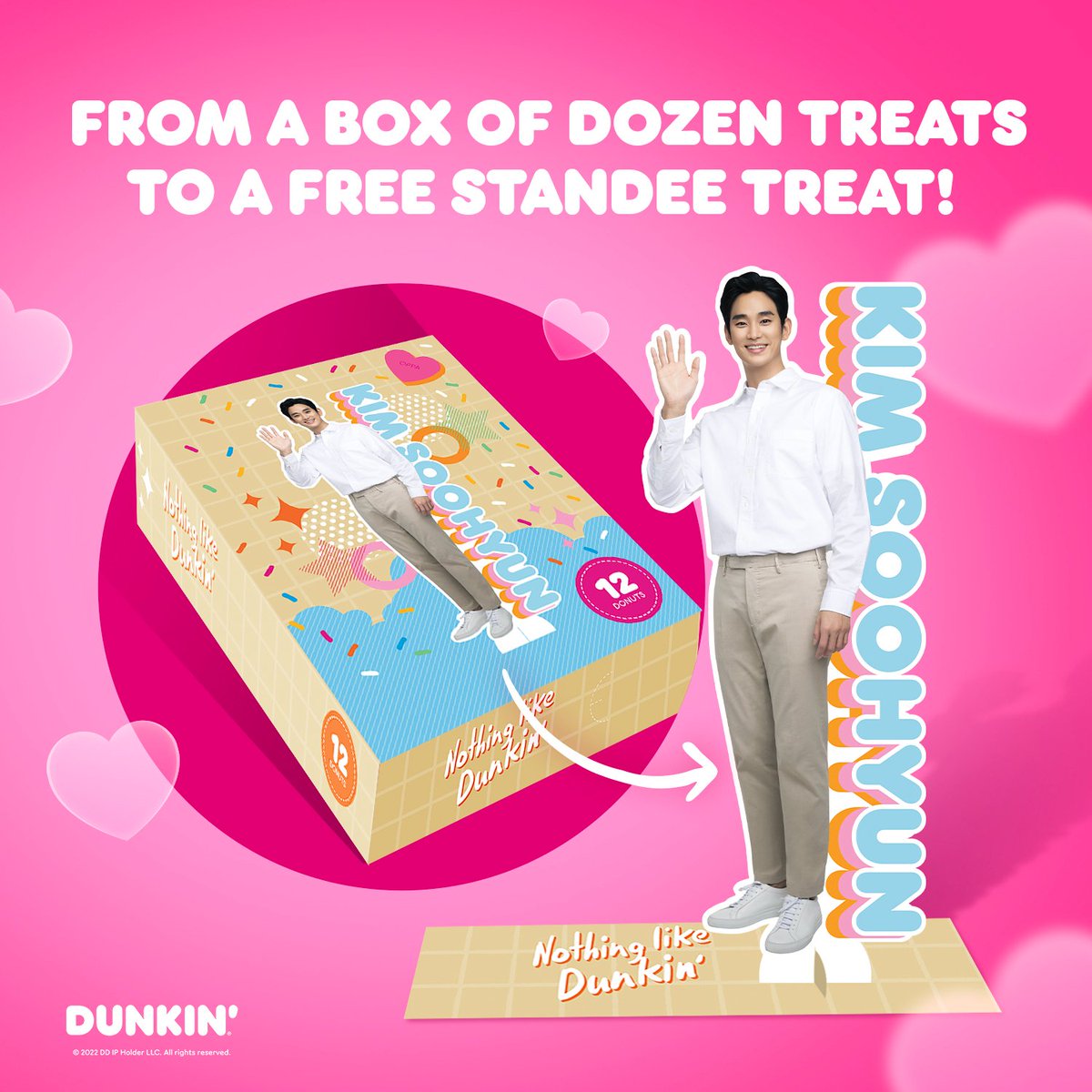 dunkinph's tweet image. A mini standee of #KimSooHyun awaits you for every Dozen purchase of your favorite #PasalubongNgBayan availed via Drive-thru, Pasalubong Express, and Delivery! Cut and mount anywhere you like. 🧡💜 #DunkinPHxKimSooHyun